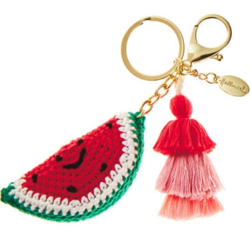 Crocheted Watermelon Keychain Tag w/Tassel from Hallmark - NWT